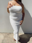 front view of model wearing Princess Polly Oscar Midi Dress White Curve 