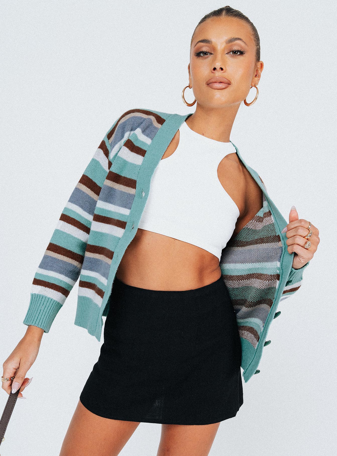 Jenga Cardigan Blue Princess Polly  Cropped 