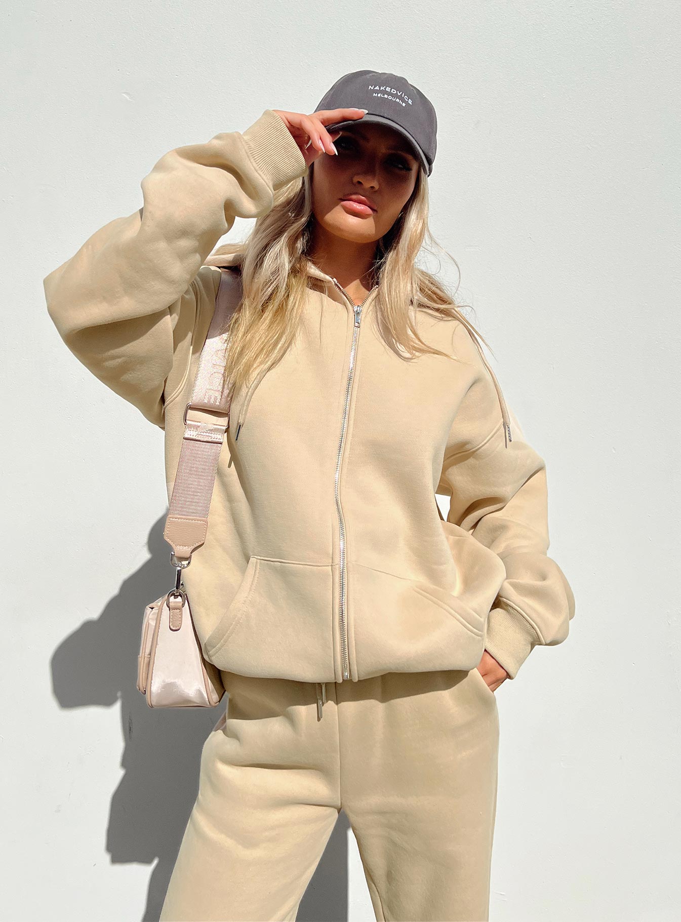 Hoda Zip Up Jacket Beige Princess Polly  regular 