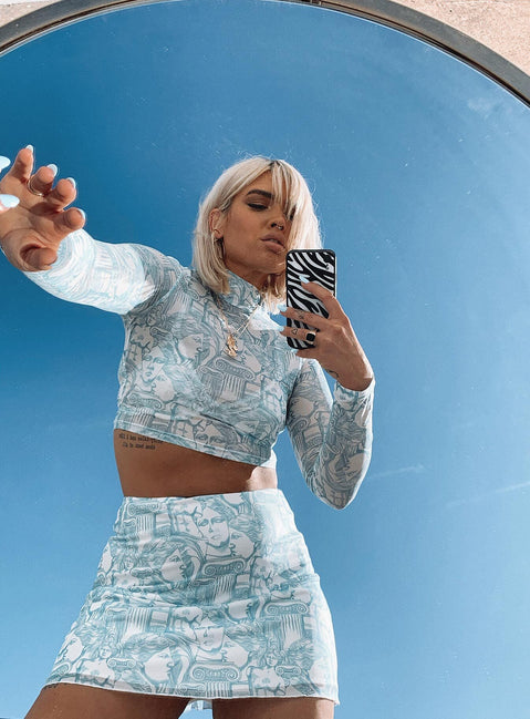   front view of model wearing Princess Polly New Renaissance Mini Skirt 