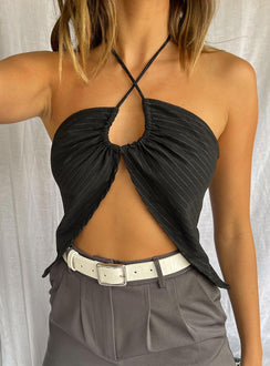 back view of model wearing Princess Polly Lindsay Top Black 