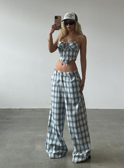 product Princess Polly High Waisted Pants  JGR & STN Cami Plaid Trouser Blue Check