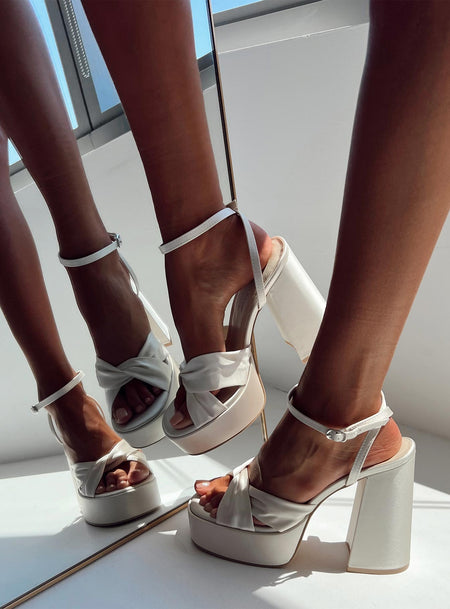 Champagne Ruffle Flower Platform Heel | Shoes | Heels, Platform shoes heels,  Platform heels