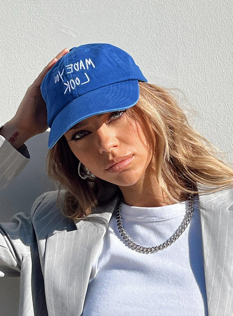 Blue dad cap Embroidered graphic Adjustable back