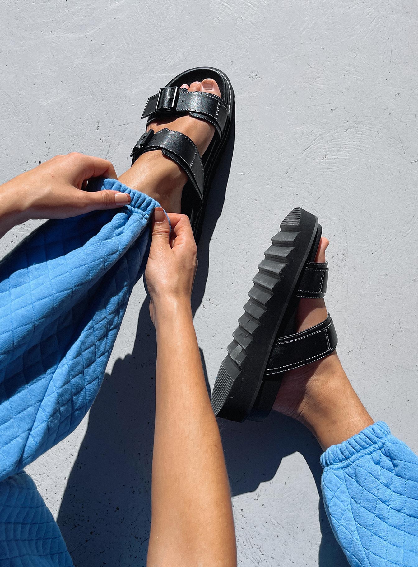 Ma Belle Sandals Contrast Stitch black