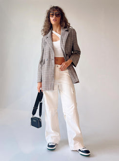 Coat  100% polyester Plaid print  Lapel collar  Button front fastening  Twin hip pockets  Satin lined 