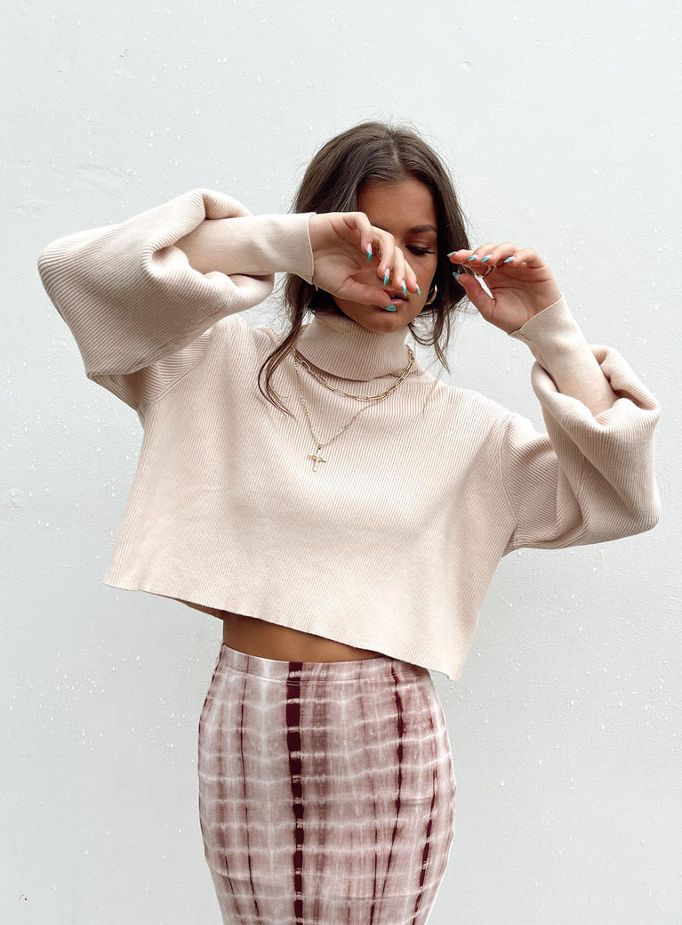 Izzy Turtleneck Sweater Cream Princess Polly  Cropped 