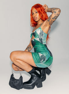 product Princess Polly Asymmetric Neckline  Poison Ivy Mini Dress Green