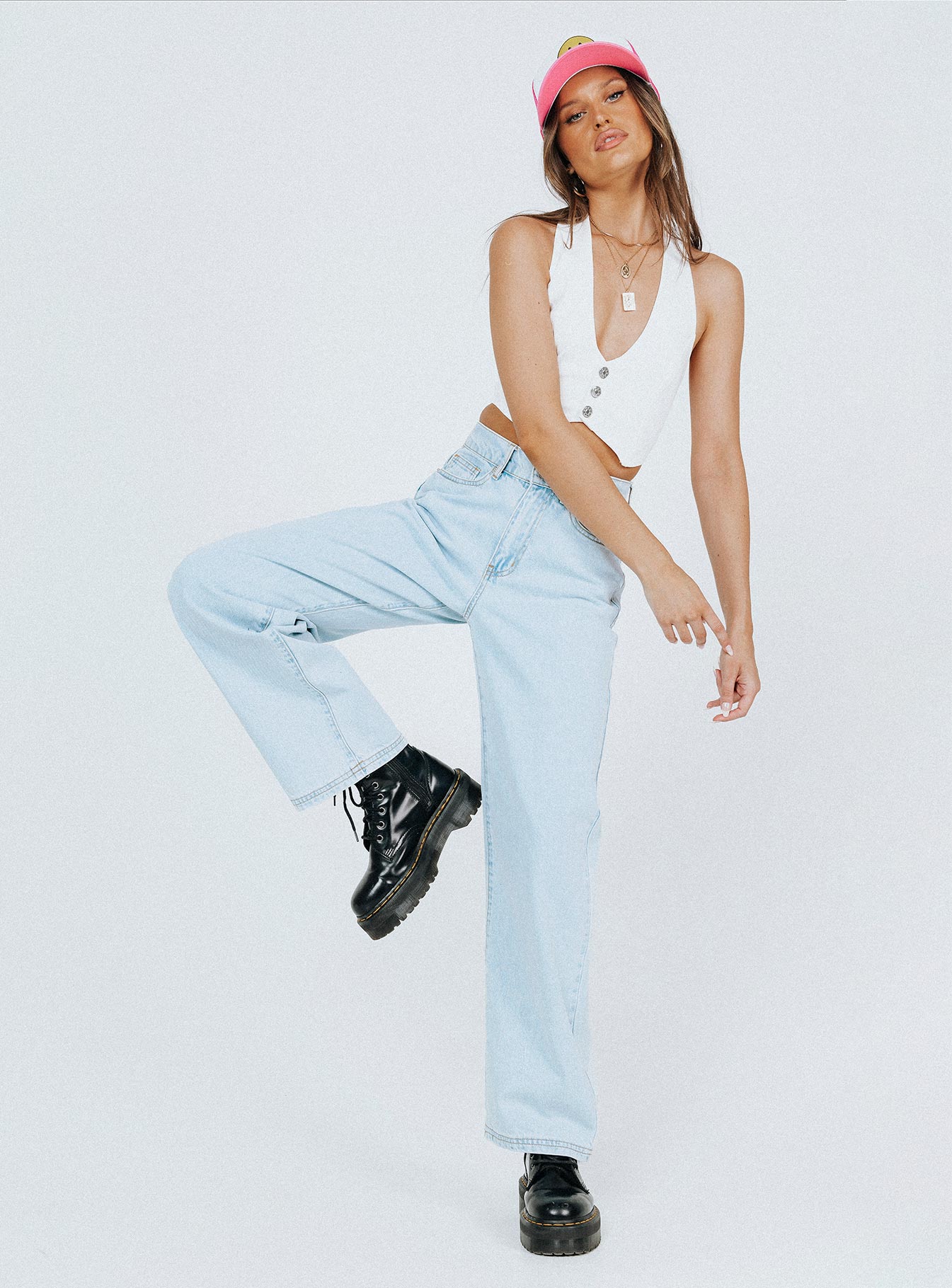 back view of model wearing Princess Polly Sion Denim Jeans High Waisted 