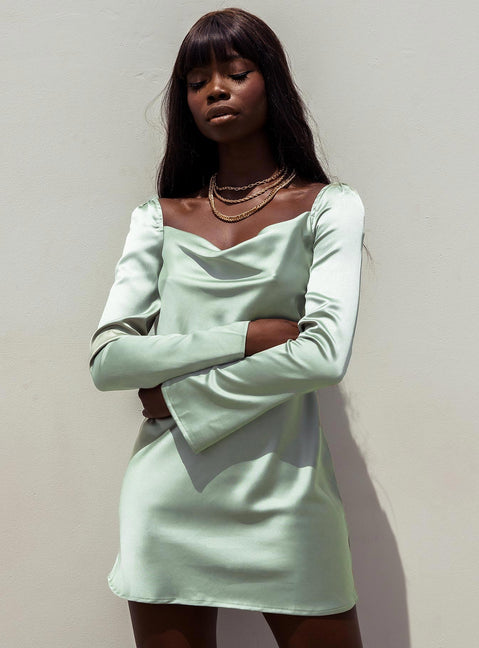 product Princess Polly Asymmetric Neckline  Star Power Mini Dress Sage