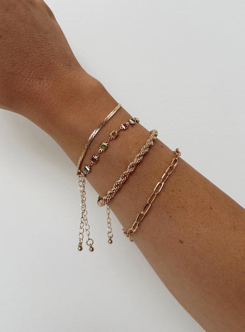 Bracelet pack Gold toned  Gemstone detail Lobster clasp fastening