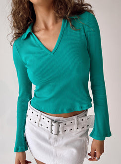 product Princess Polly Full Sleeves V-Neck  Inari Long Sleeve Top Green