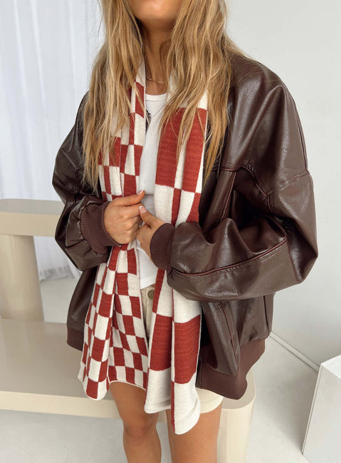 Scarf Soft knit material  Check print  Good stretch 