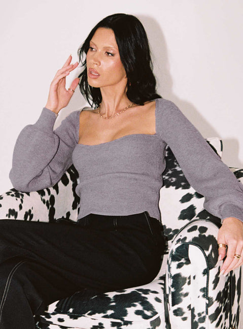 Eliza Sweater Grey Princess Polly  Cropped 