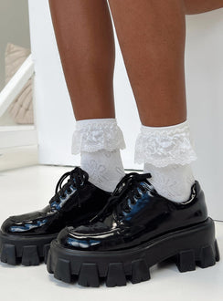 Socks Floral design Lace frill detail at cuff Good stretch