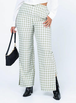 front view of model wearing Princess Polly Ringo Pants Green 