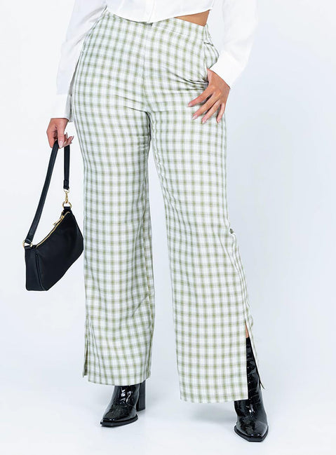 front view of model wearing Princess Polly Ringo Pants Green 