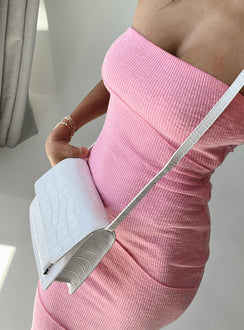 White bag Faux croc print Twin magnetic button fastening Adjustable straps Double compartments Gold-toned hardware