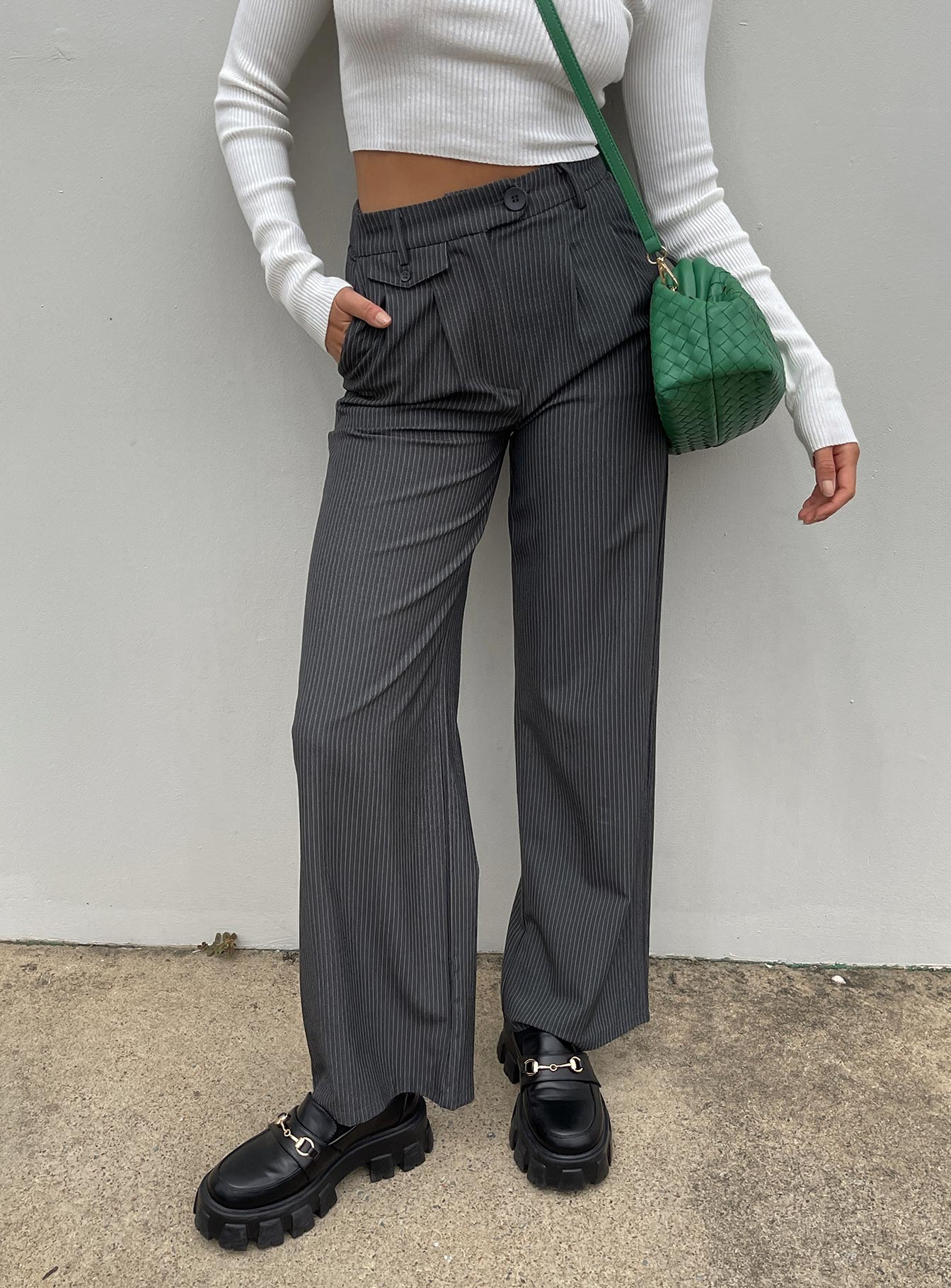 back view of model wearing Princess Polly Karcher Pants Black 