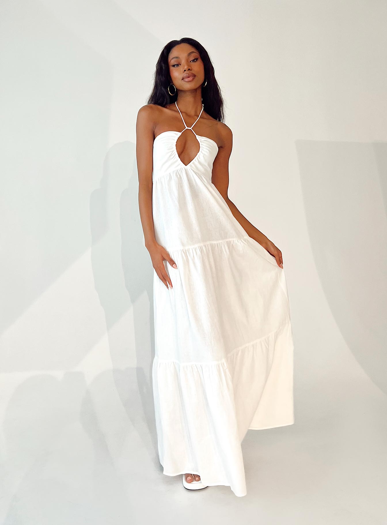 Verlaine White Linen Blend Maxi Dress – Beginning Boutique