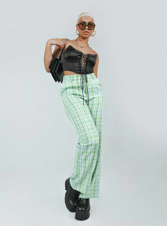 side view of model wearing Princess Polly Wiluna Pants Green 