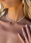 Necklace Faux pearl design Bar & ring fastening Gold-toned