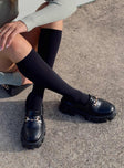 Knee high socks  Delicate material - wear with care  Elasticated cuff  Semi-sheer Good stretch  