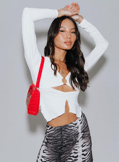 front view of model wearing Princess Polly Allan Long Sleeve Top White 