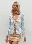 Long sleeve top Princess Polly exclusive 100% polyester  Sheer material  Double tie front fastening Non-stretch Unlined 