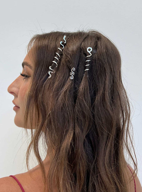 Hair twister pack Silver toned Pack of three