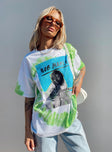 side view of model wearing Princess Polly Bob Marley Oversized Tee White 