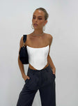 Front view of model wearing  front Princess Polly Sleeveless Square Neck  Carlie Top White