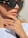 Ring pack Pack of five Silver & gold-toned Diamante & pearl detailing