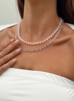 Necklace Two chains. these can be worn separately Beaded design Lobster clasp fastening Silver-toned 