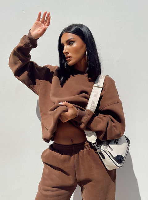 Crewneck  Relaxed fit  Princess Polly Exclusive 55% cotton 45% polyester  Drop shoulder  Good stretch  Soft lining 