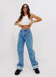 product Princess Polly High Waisted  Ollie Straight Leg Jean Mid Wash Denim