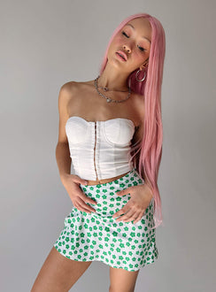   front view of model wearing Princess Polly Corat Mini Skirt Green Mini Skirts 