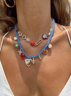 Necklace pack Pack of two Beaded design Drop charm details Lobster clasp fastening Gold-toned