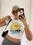 front view of model wearing Princess Polly Rise And Grind Cropped Tee White 