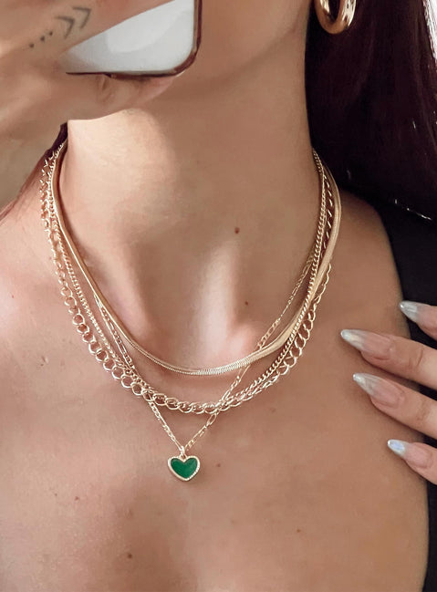 Necklace set Pack of four Figaro chain with pendant Snake chain Loop chains Lobster clasp fastening