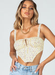 front view of model wearing Princess Polly Hanna Top Yellow 