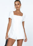 Romper Inner silicone strip at shoulders  Square neckline  Invisible zip fastening at back 