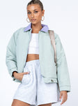 Oversized jacket Padded material  Classic collar  Zip front fastening  Twin hip pockets  Drawstring waist 