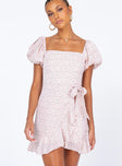 front view of model wearing Princess Polly Annie Mini Dress Pink 