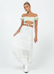 Sun Down Mid Rise Maxi Skirt White Princess Polly  Maxi 