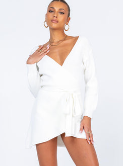 front view of model wearing Princess Polly Phenix Mini Dress White 