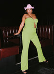 Princess Polly   Mid Way Laced Flare Pants Green Curve