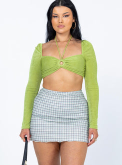   front view of model wearing Princess Polly Cove Mini Skirt Green 