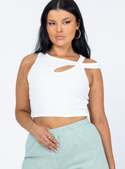 front view of model wearing Princess Polly Santal Top White 