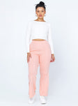 front view of model wearing Princess Polly Philipa Knit Pants Pink 